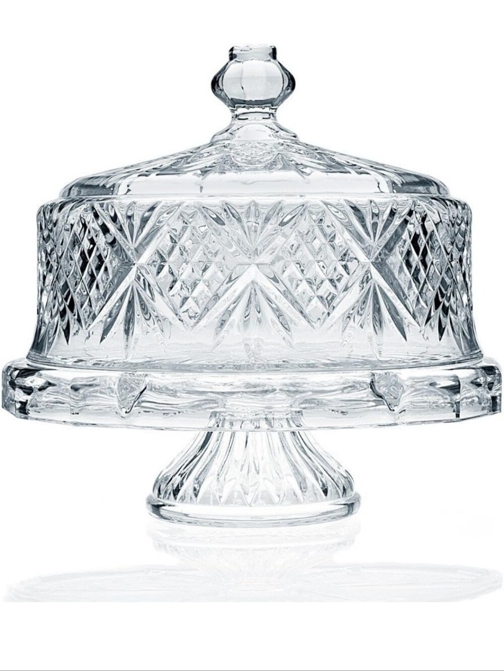 Godinger Dublin Crystal 4 In 1 Cake Plate with Dome Cover New In Box